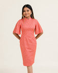 Ladies Renee Cheongsam - Peach Red Mosaic