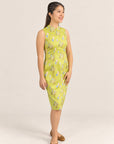 Ladies Mini Peony Cheongsam - Yellow Floral Lanterns