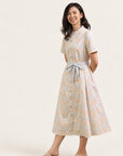 Ladies Sasha Dress - Cream Floral Bamboo