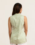 Ladies Yellow Geometric Cheongsam blouse back