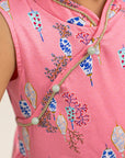 Luna Cheongsam - Pink Floral Lanterns closeup