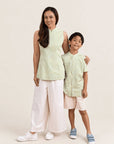 Ladies Yellow Geometric Cheongsam blouse with son