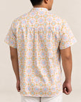 Men's Mandarin-collared Shirt - Cream Lucky Coins