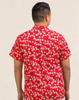 Men's Mandarin-collared Shirt - Red Fans back