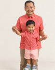 Men's Shirt - Peach Red Mosaic with son
