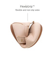 Tip Toey Joey Roundy Shoes in Papaya Cream / Metallic Salmon bending at the toe to show the flexible sole