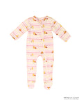 Pink and yellow striped pooh sleepsuit