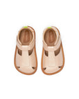 Overhead view of the baby Parky sandals in candy dream pink, featuring a wide toe box for comfortable foot growth.