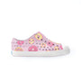 Native Shoes Jefferson kids sneaker in Barely Pink and Shell White with pink donut print