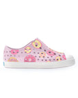 Native Shoes Jefferson kids sneaker in Barely Pink and Shell White with pink donut print