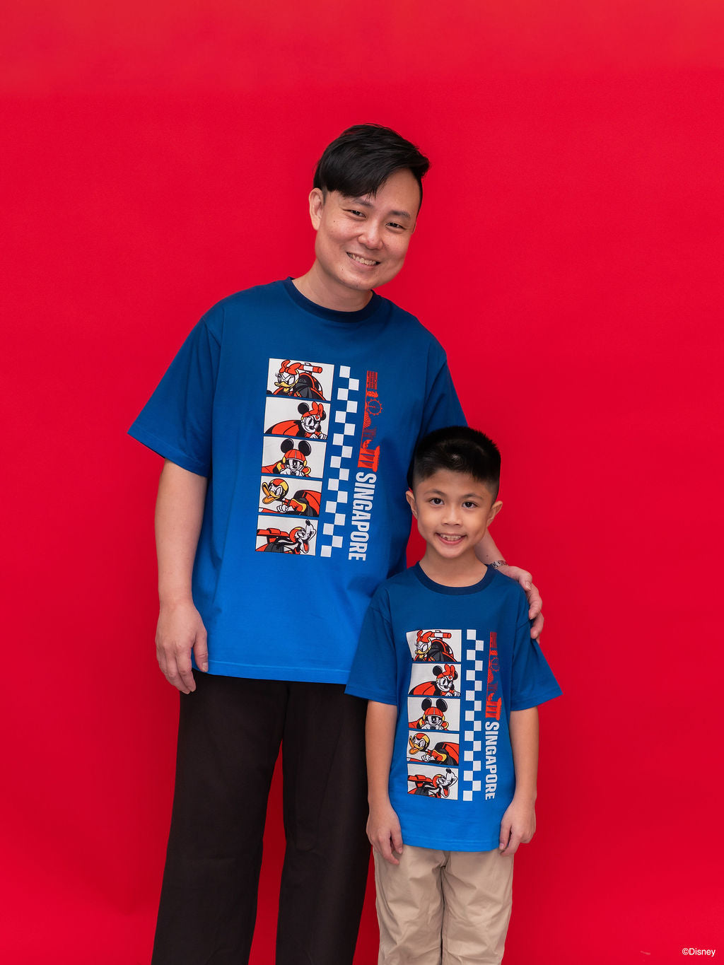 Twinning shot of Adult Tee - Mickey Race Crew with son