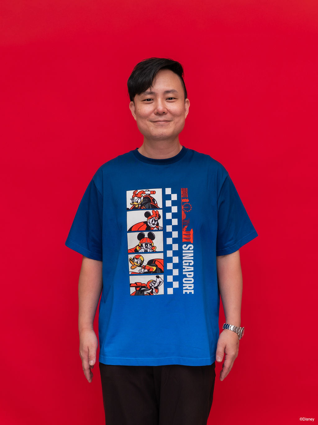 Adult Tee - Mickey Race Crew with Singapore icons