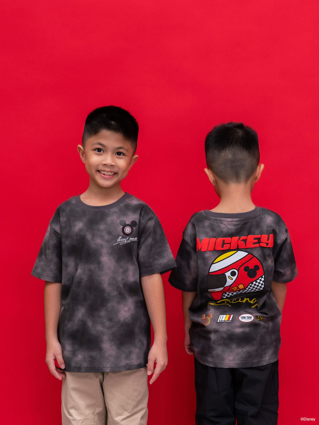 Disney Grey Mickey Helmet Tee front and back