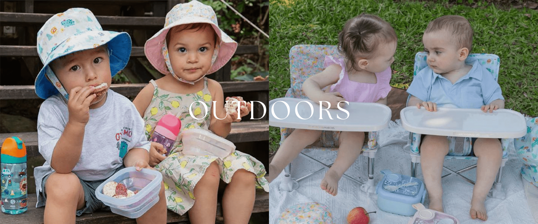 Children outdoors having a picnic.