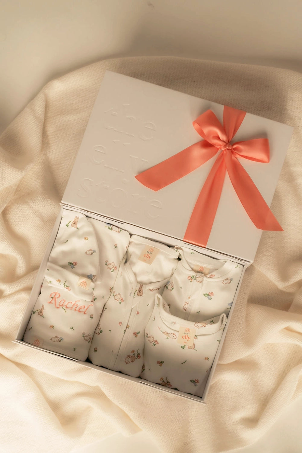 Baby Gift Set - White Floral Bunny