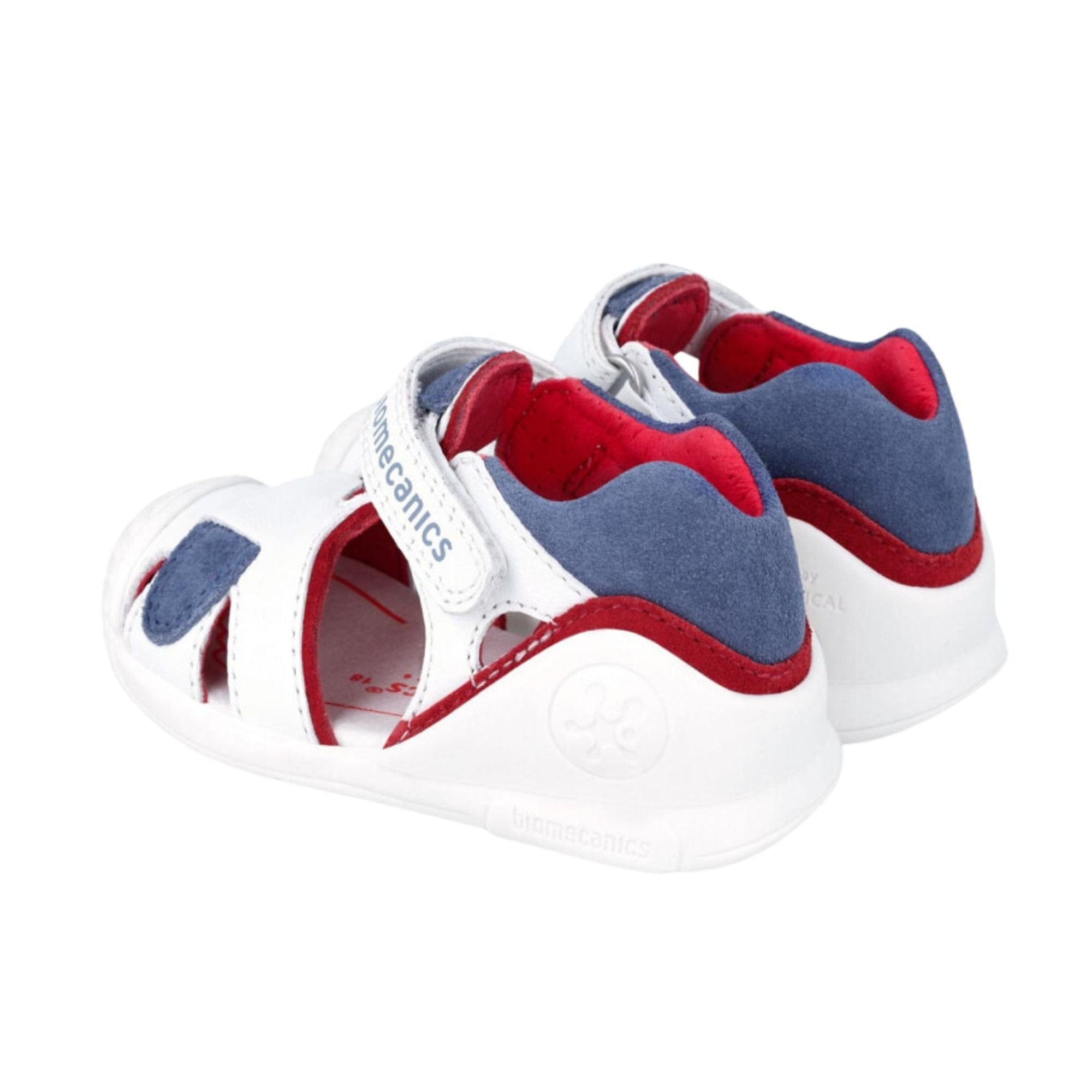 Biomecanics Biogateo White Sandal with Blue Suede Detail