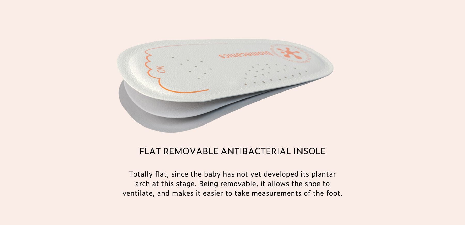 Flat, removable antibacterial insole