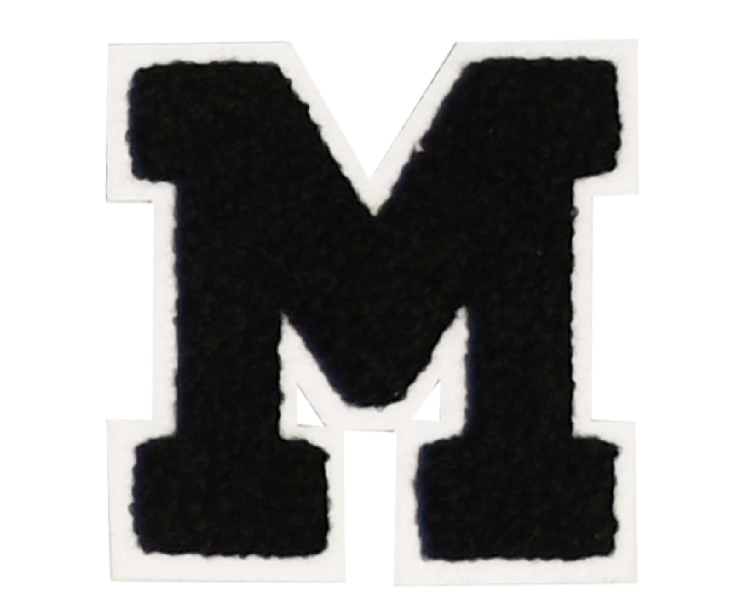 Iron-On Alphabet Patch - Black with White Border