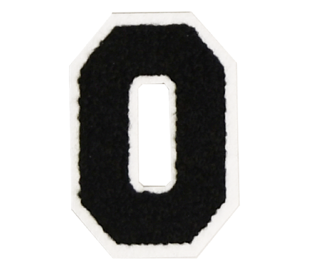 Iron-On Alphabet Patch - Black with White Border