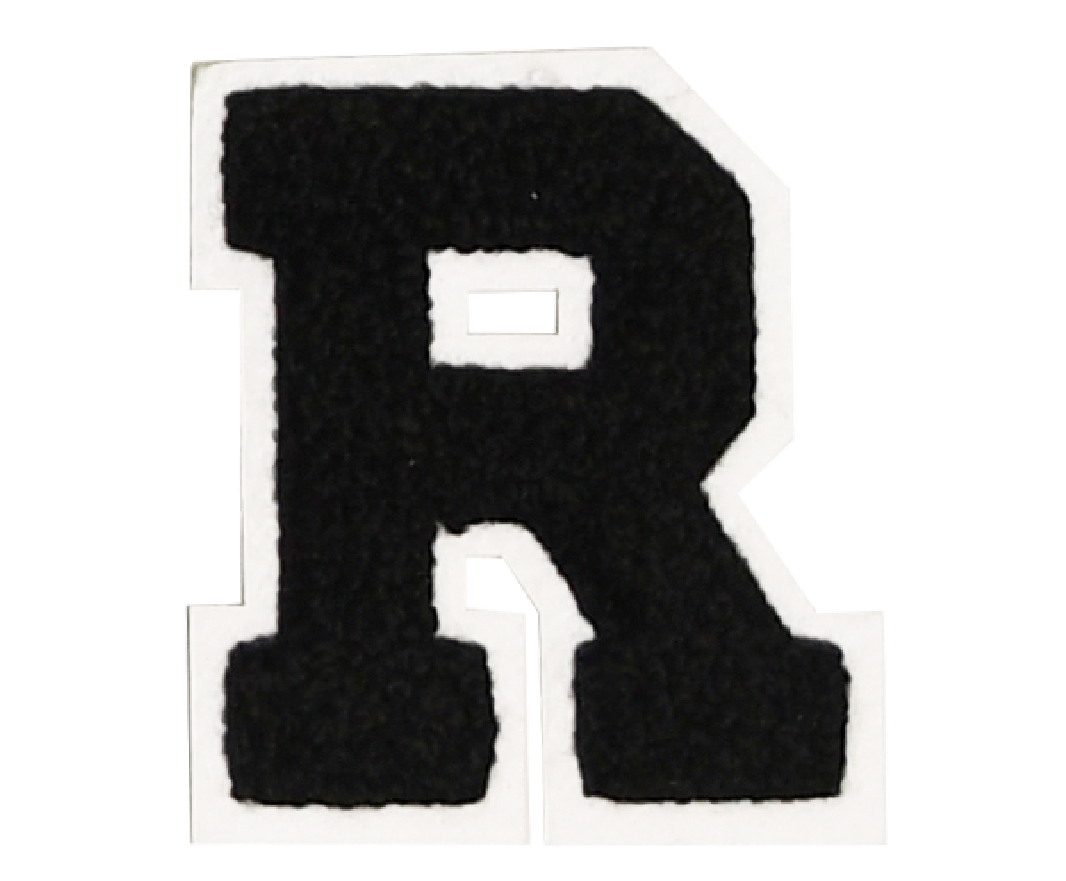 Iron-On Alphabet Patch - Black with White Border