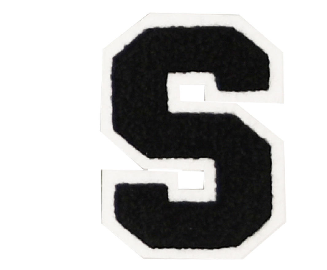 Iron-On Alphabet Patch - Black with White Border