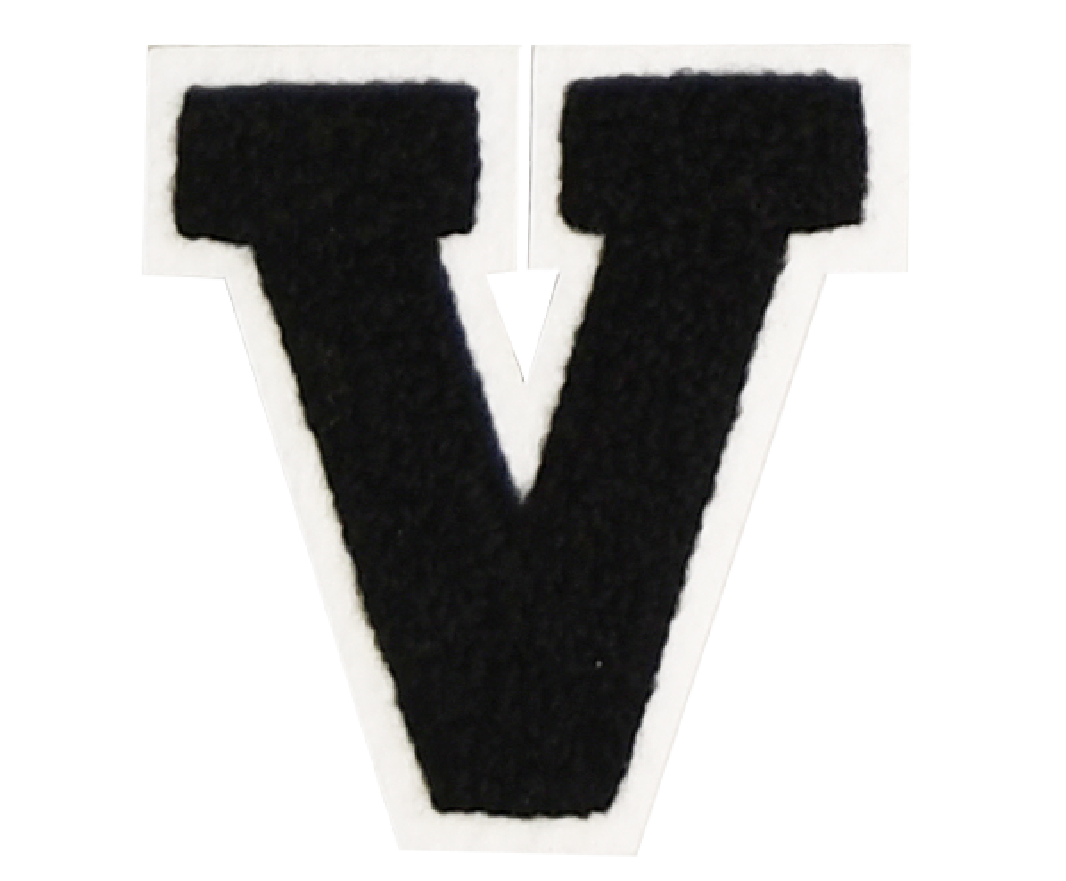 Iron-On Alphabet Patch - Black with White Border