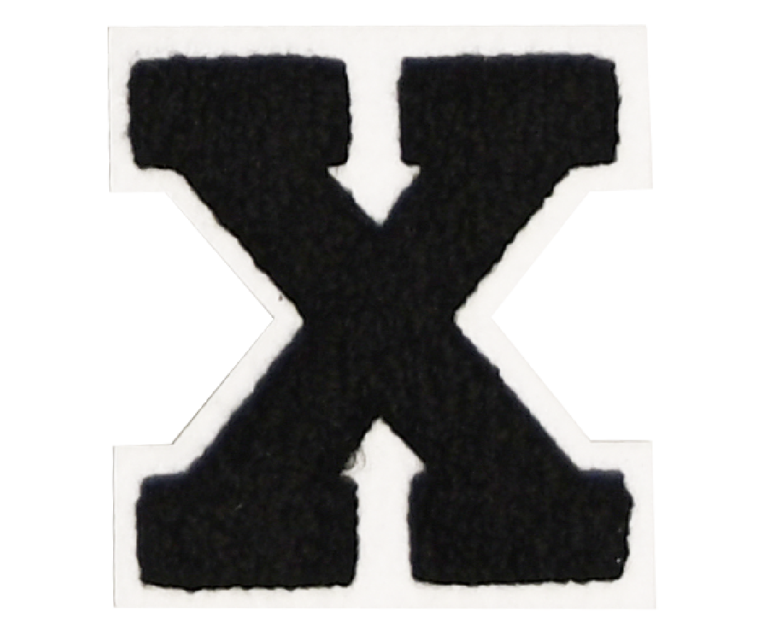 Iron-On Alphabet Patch - Black with White Border