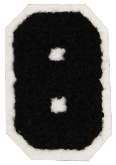 Iron-On Patch - Black with White Border (Numbers)