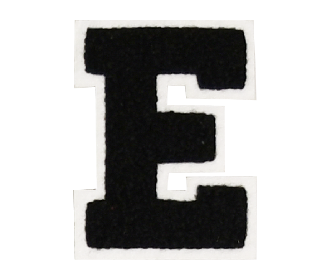 Iron-On Patch - Black with White Border (Letters)