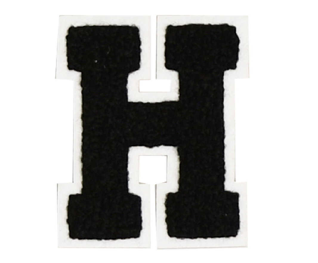 Iron-On Patch - Black with White Border (Letters)