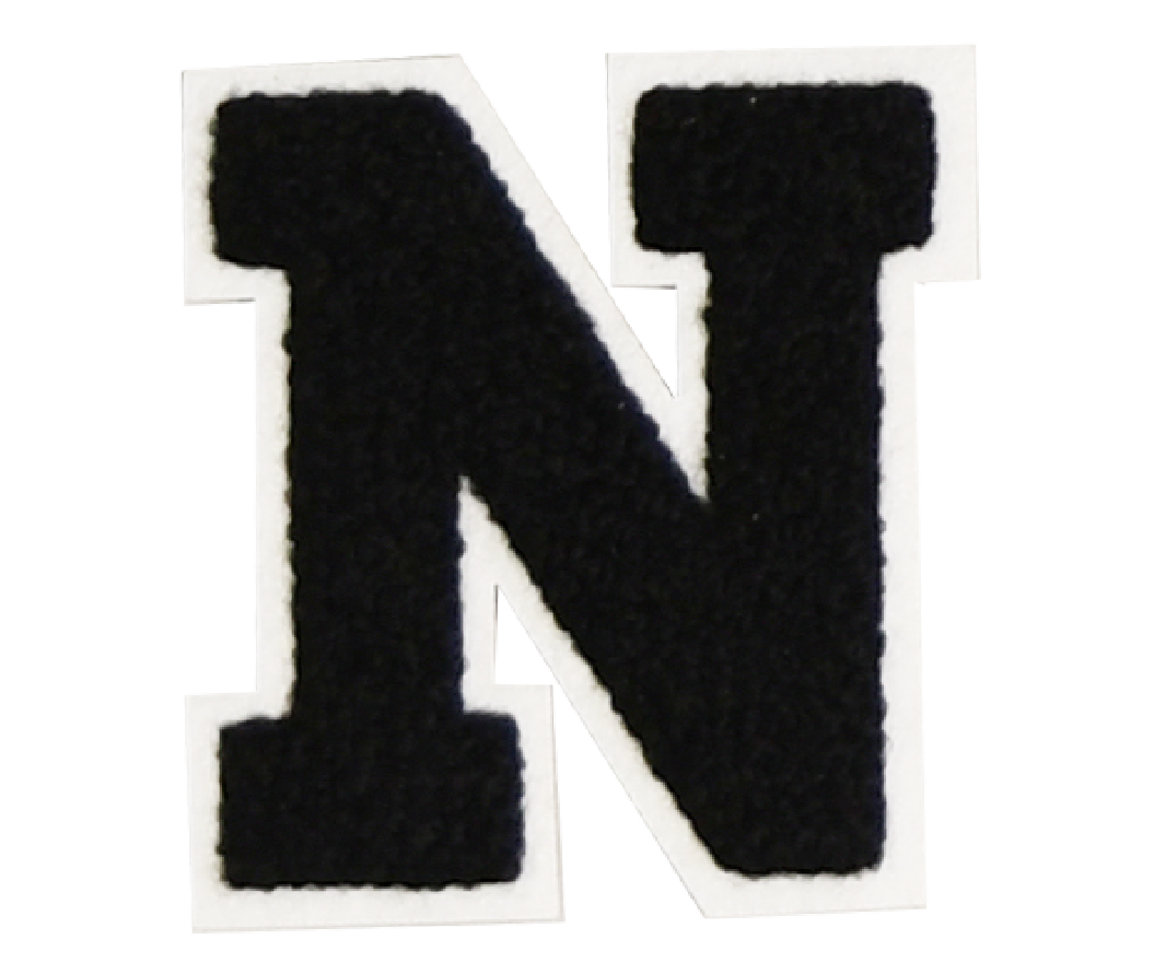 Iron-On Patch - Black with White Border (Letters)
