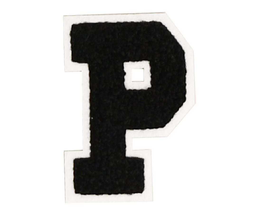 Iron-On Patch - Black with White Border (Letters)