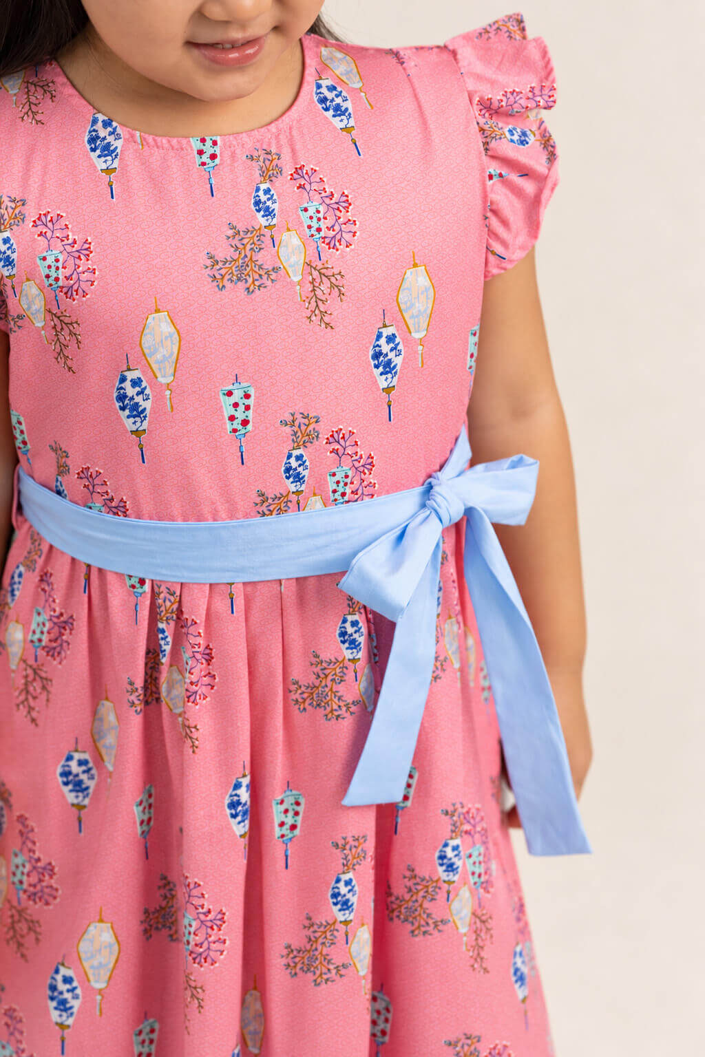 Blair Dress - Pink Floral Lanterns