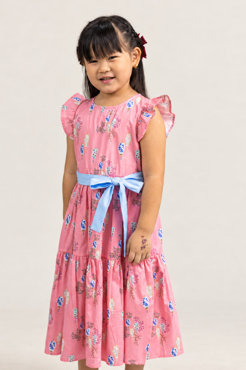 Blair Dress - Pink Floral Lanterns