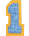 Iron-On Patch - Bright Blue with Yellow Border (Numbers)