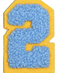 Iron-On Patch - Bright Blue with Yellow Border (Numbers)