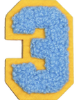 Iron-On Patch - Bright Blue with Yellow Border (Numbers)