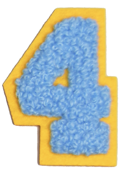 Iron-On Patch - Bright Blue with Yellow Border (Numbers)