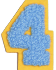 Iron-On Patch - Bright Blue with Yellow Border (Numbers)