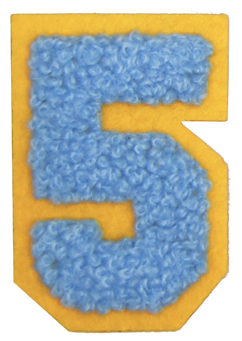 Iron-On Patch - Bright Blue with Yellow Border (Numbers)