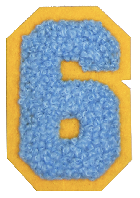 Iron-On Patch - Bright Blue with Yellow Border (Numbers)