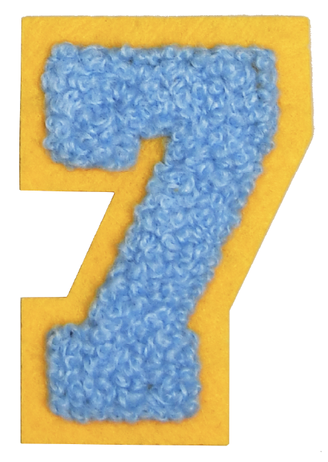 Iron-On Patch - Bright Blue with Yellow Border (Numbers)
