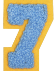 Iron-On Patch - Bright Blue with Yellow Border (Numbers)