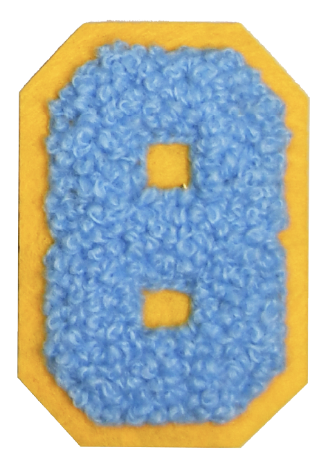 Iron-On Patch - Bright Blue with Yellow Border (Numbers)