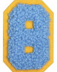 Iron-On Patch - Bright Blue with Yellow Border (Numbers)