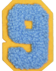 Iron-On Patch - Bright Blue with Yellow Border (Numbers)
