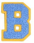 Iron-On Patch - Bright Blue with Yellow Border (Letters)