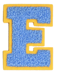 Iron-On Patch - Bright Blue with Yellow Border (Letters)