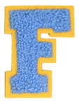 Iron-On Patch - Bright Blue with Yellow Border (Letters)