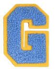 Iron-On Patch - Bright Blue with Yellow Border (Letters)